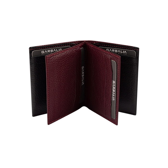 Zoozie Bags Cartera de Piel para Hombre Paola, Rojo Claret y Negro